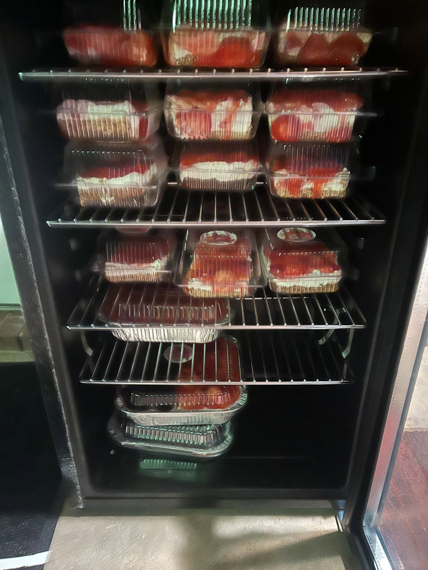 Fresh packaged treats stocked in the display cooler