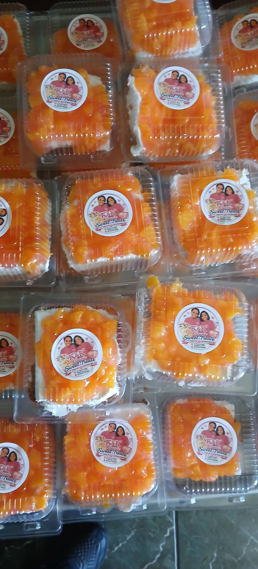 Packaged orange cake slices from K&K Klassic Sweets and Treats
